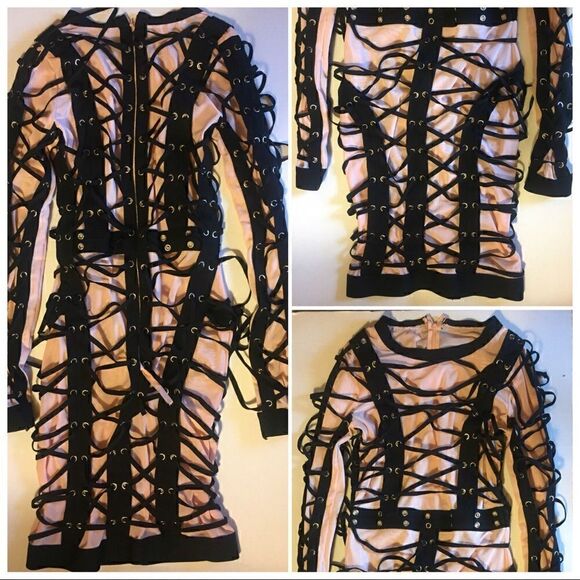 Boutique Spandex Mesh Strap Dress - Picture 1 of 1